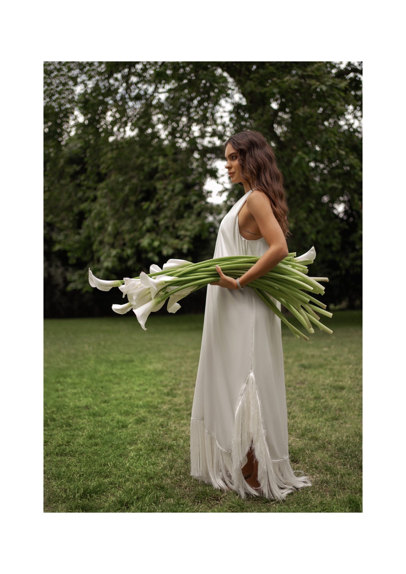 Portrait in a garden setting photographed in daylight