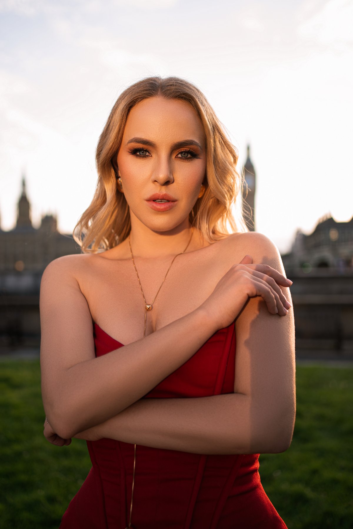 Editorial fashion studio shoot — model in colour grading | photographed by Mariya Harley, London