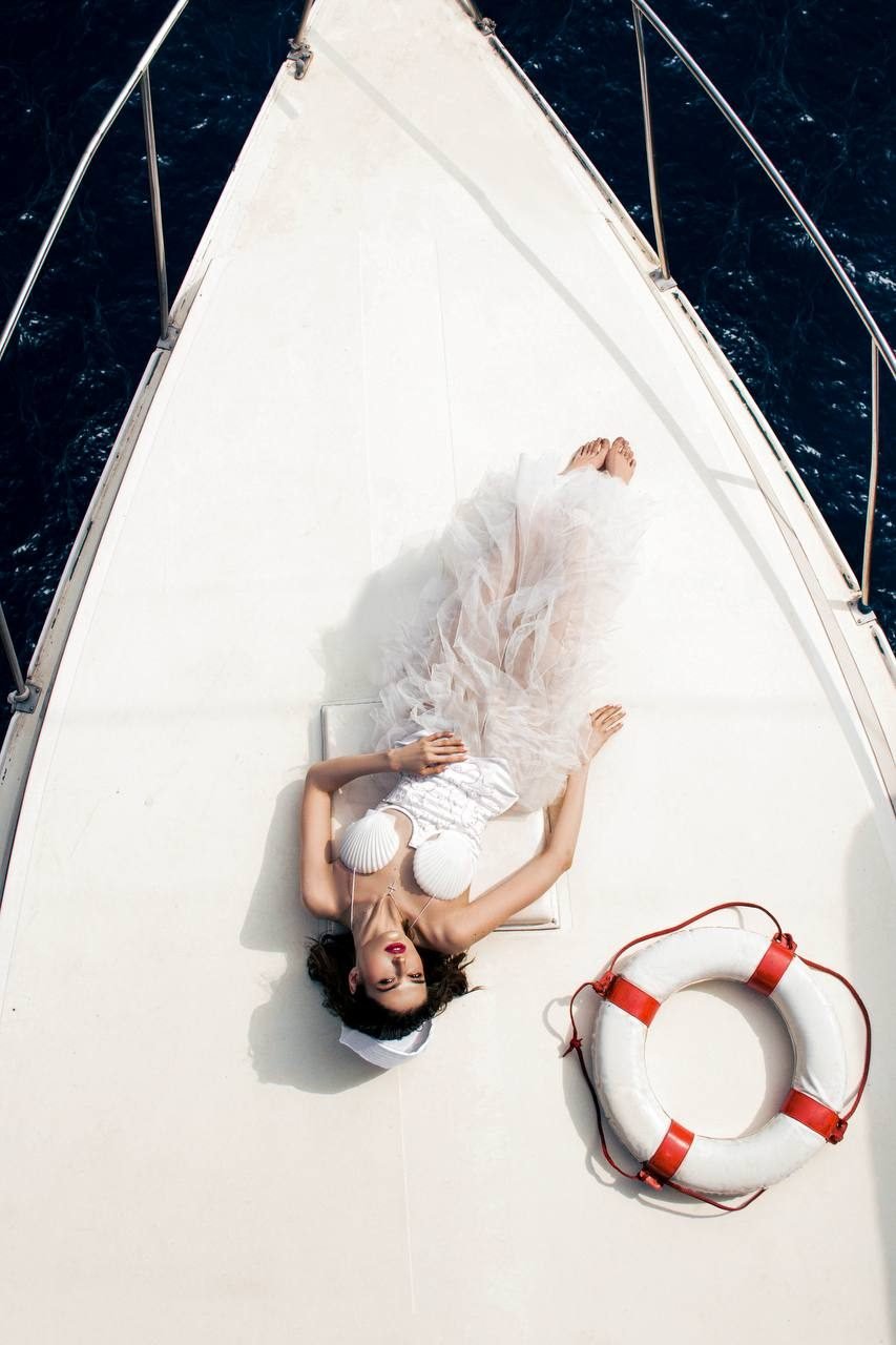 Luxury yacht editorial aerial view — Mediterranean hotel travel content | photographed by Mariya Harley