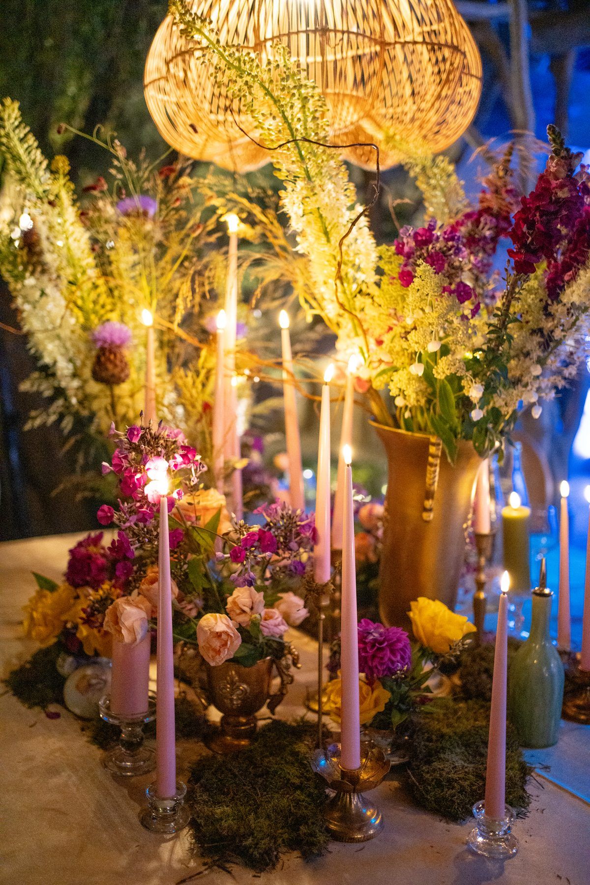 Lifestyle floral styling — pastel candles and botanical detail | photographed by Mariya Harley